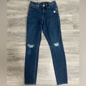 Express Blue Distressed Curvy Stretch Women Jeans 4L